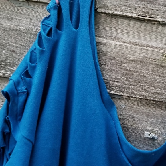 Destroyed Slashed Royal Blue Tee - Picture 4 of 6